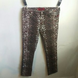 EUC Tripp leopard skinny jeans